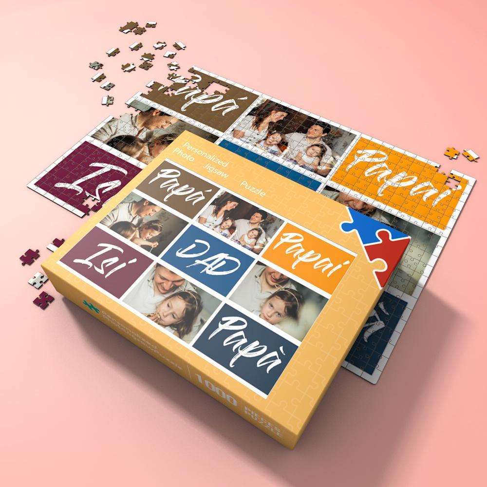 Custom Photo Jigsaw Puzzle Unique Father's Day Gift from Kids Best Indoor Gifts 35 -1000 Pieces Family Portrait - mysiliconefoodbag