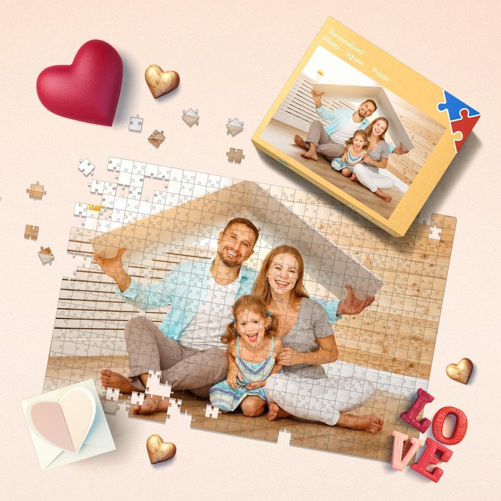 Custom Collage Puzzle Name&Photo on Jigsaw Puzzle Love Forever For Family - mysiliconefoodbag