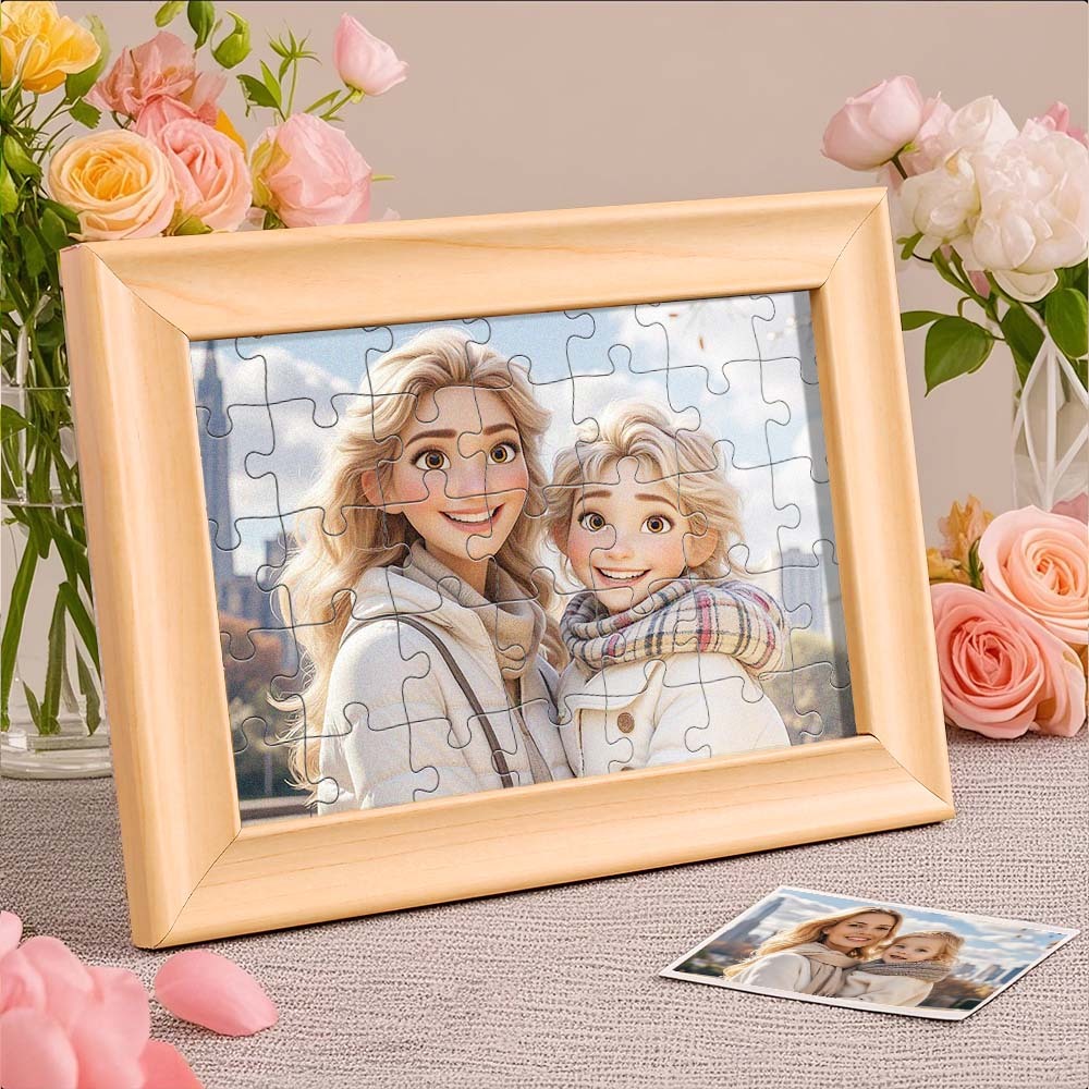 Turn Your Photo Into Cartoon Style Puzzles Custom Photo Puzzles Mothering Sunday Gifts for Mum - mysiliconefoodbag