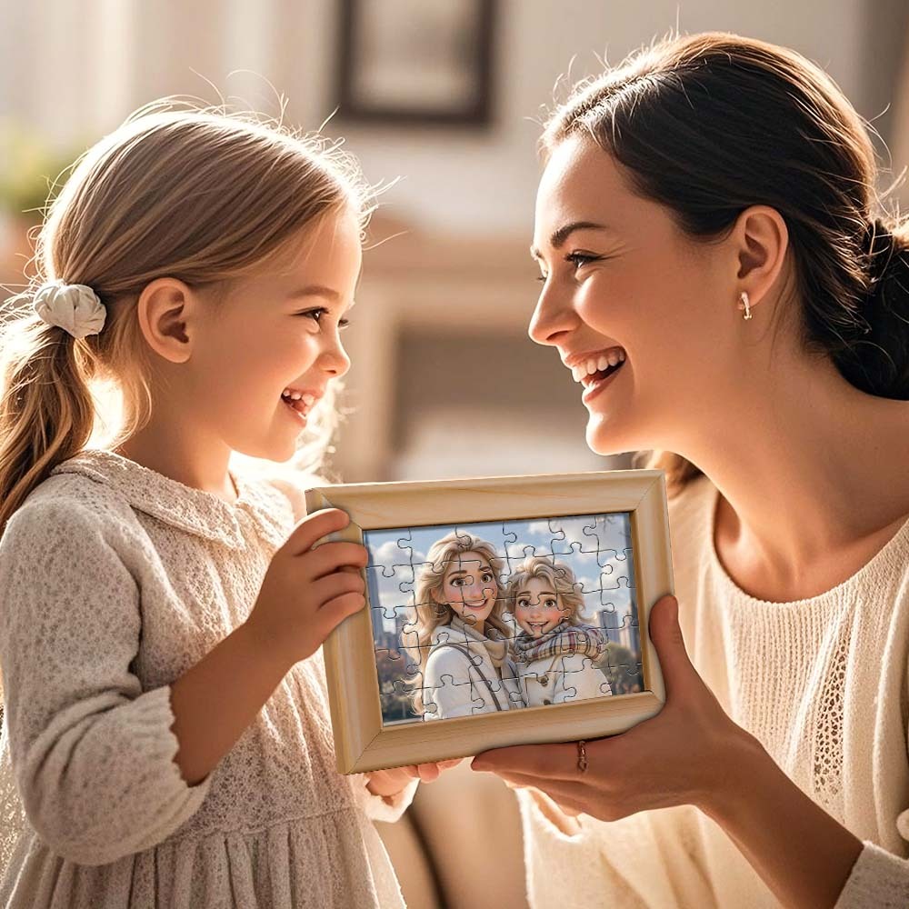 Turn Your Photo Into Cartoon Style Puzzles Custom Photo Puzzles Mothering Sunday Gifts for Mum - mysiliconefoodbag