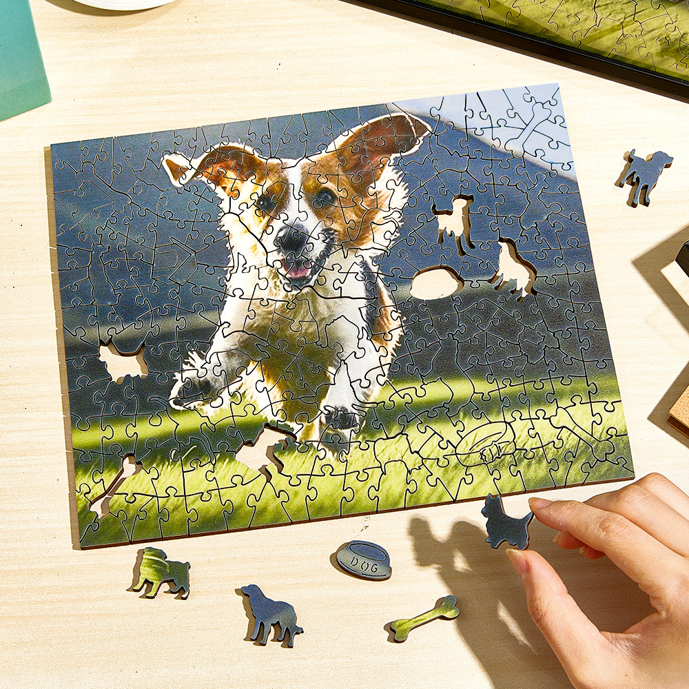 Custom Cat Photo Puzzle Frame Personalized Wooden Cat Shaped Jigsaw Be