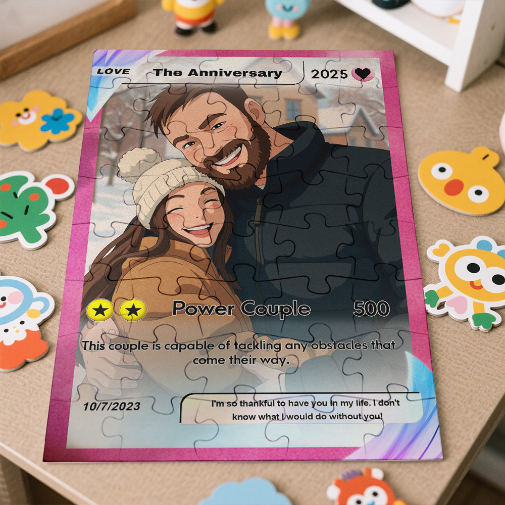 Personalized Jigsaw Puzzle Custom Poke Card Style Puzzle for Couples