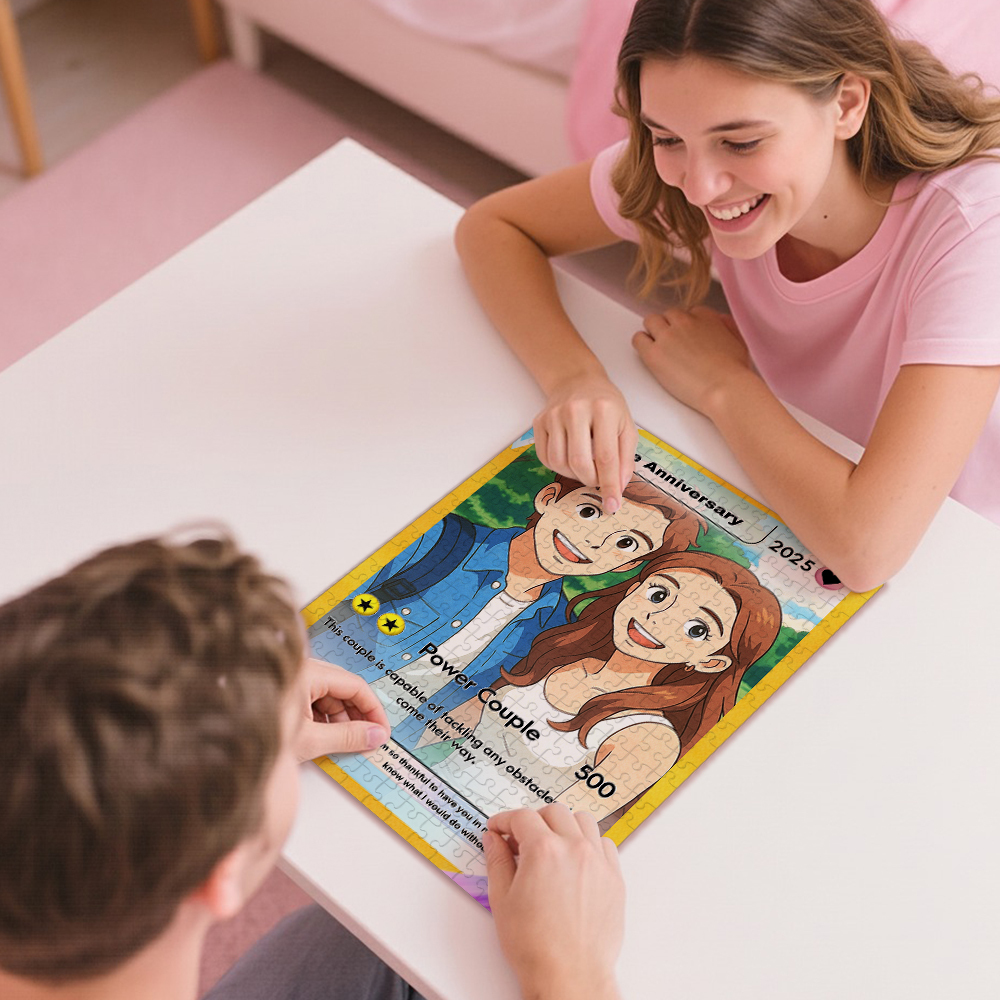 Personalized Jigsaw Puzzle Custom Poke Card Style Puzzle for Couples