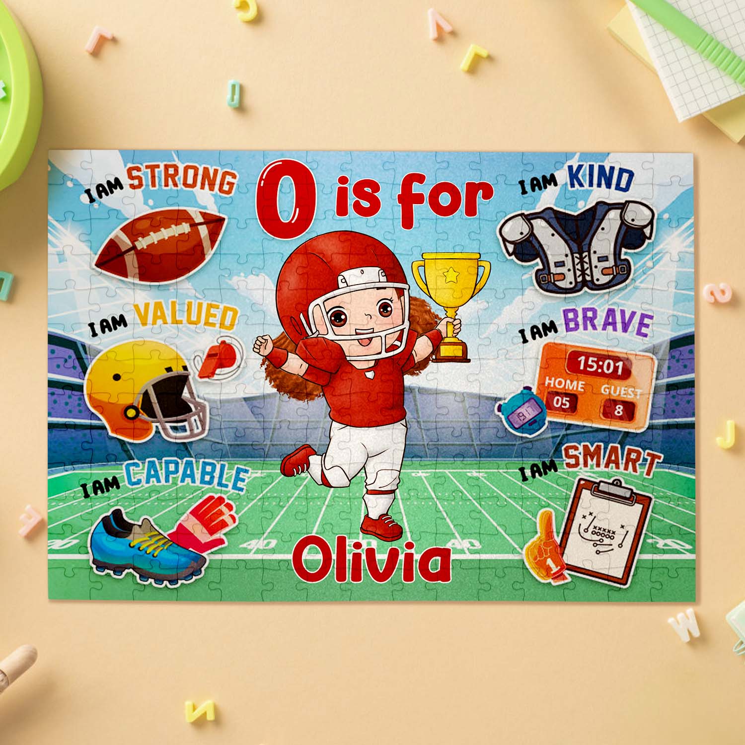 Personalized Cartoon Kids Puzzle Custom Photo & Name Fun Gift for Sports Kids