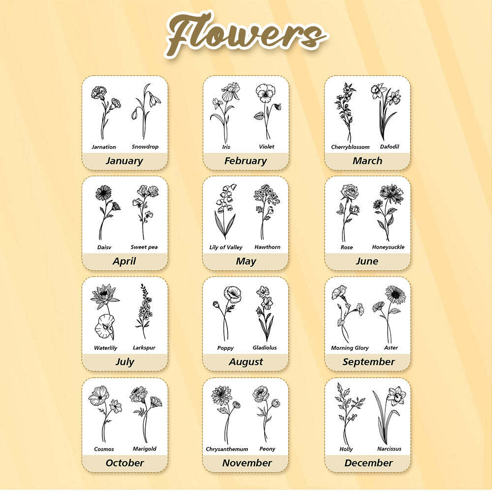 Personalized Birth Flower Wallet with Name Mini Pull-out Card Holder Wallet Gift for Her - mysiliconefoodbag