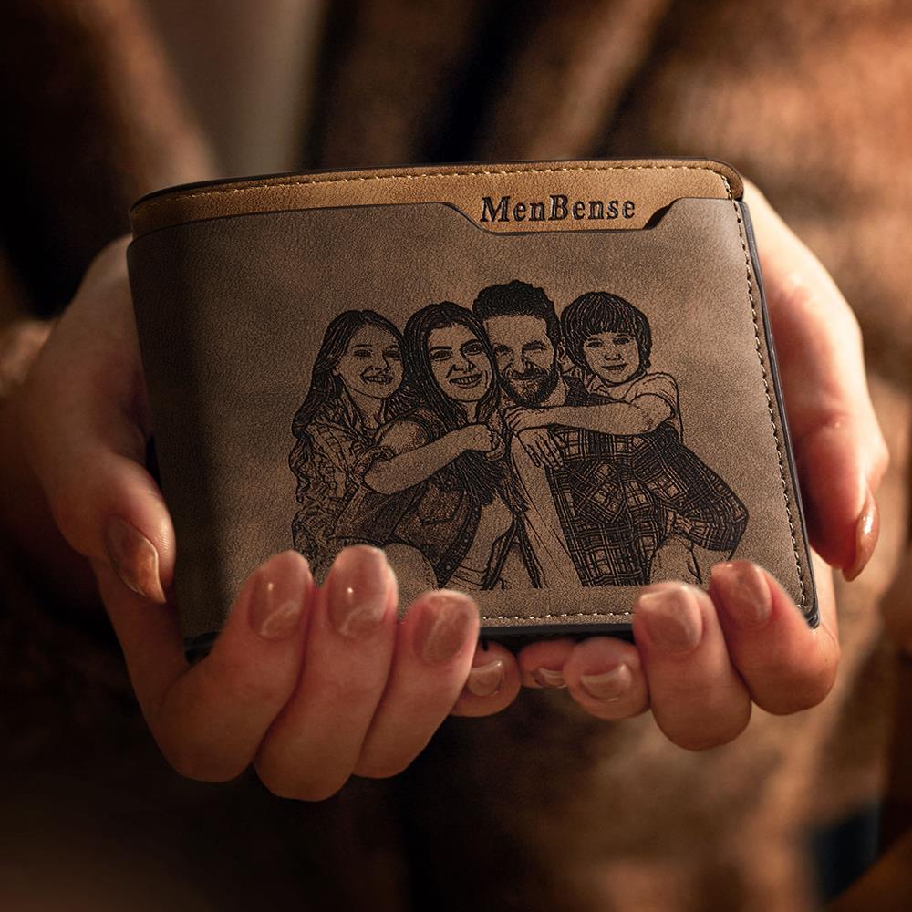 Gift for Him Men's Wallet Photo Wallet Gift for Him Custom Photo Engraved Wallet Personalized Photo Wallet Love Gifts