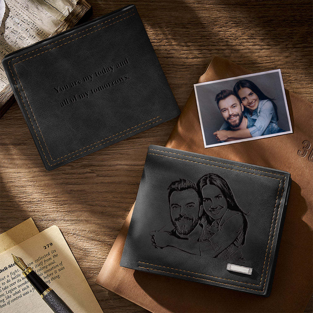 Gift for Him Men's Wallet Photo Wallet Gift for Him Custom Photo Engraved Wallet Personalized Photo Wallet Love Gifts