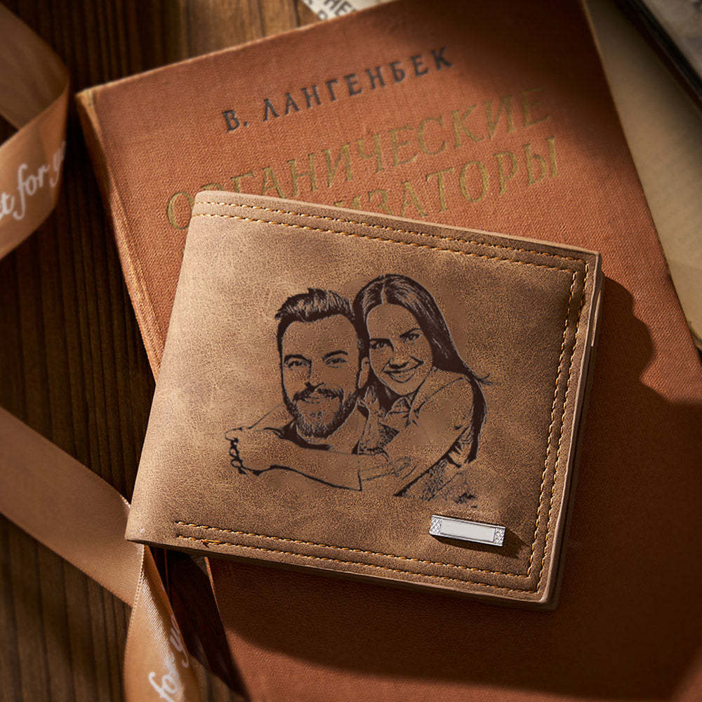 Gift for Him Men's Wallet Photo Wallet Gift for Him Custom Photo Engraved Wallet Personalized Photo Wallet Love Gifts