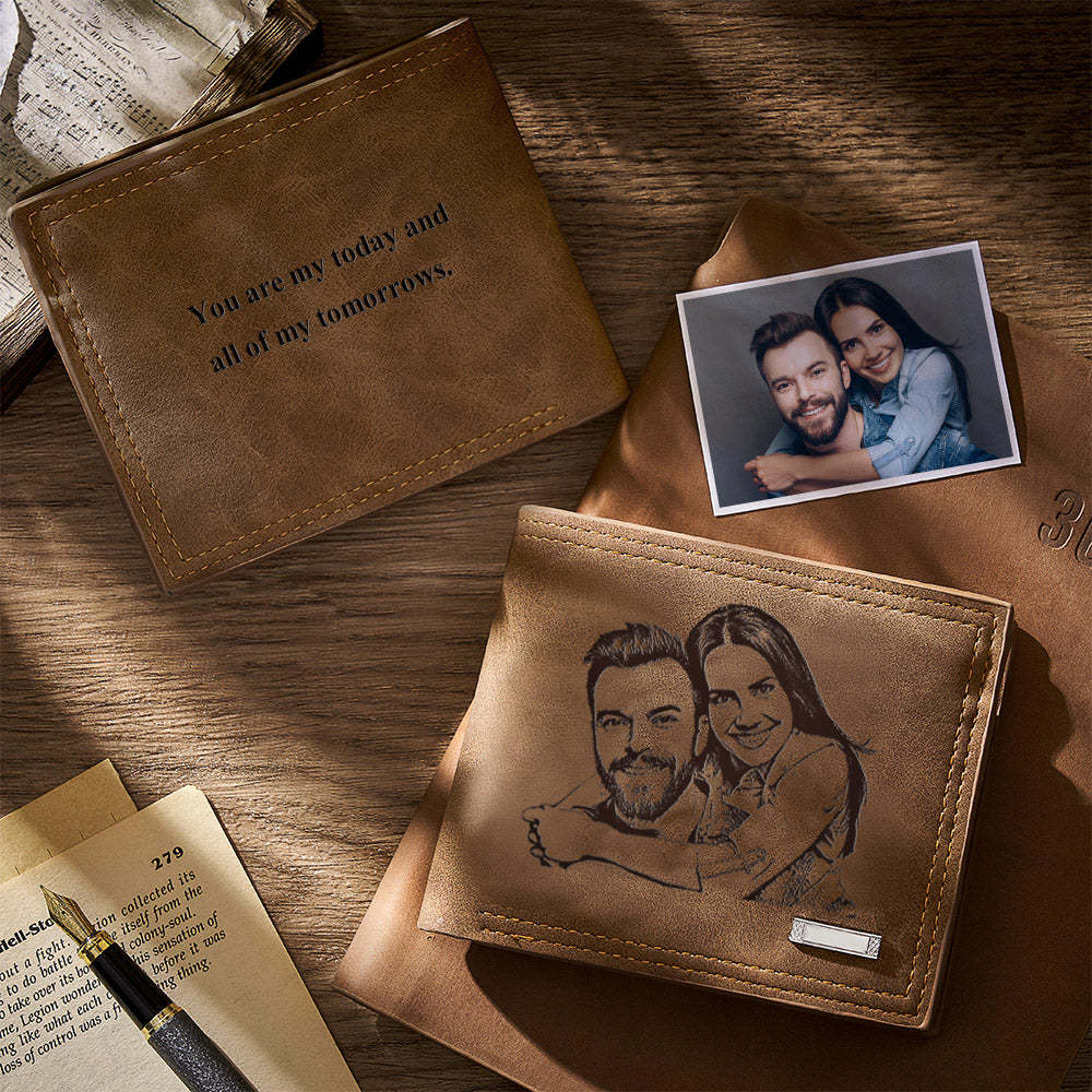 Gift for Him Men's Wallet Photo Wallet Gift for Him Custom Photo Engraved Wallet Personalized Photo Wallet Love Gifts