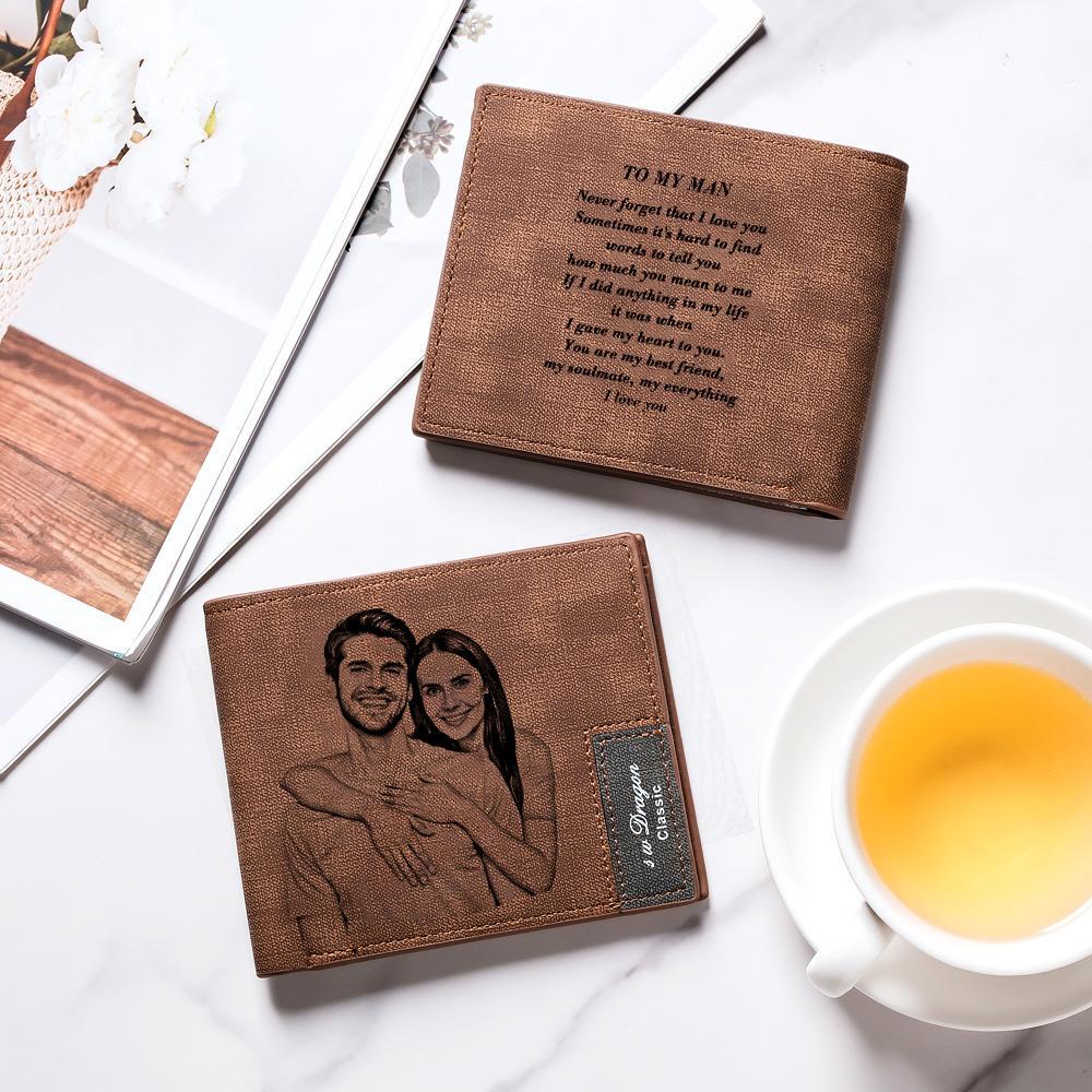 Gift for Him Men's Wallet Photo Wallet Gift for Him Custom Photo Engraved Wallet Personalized Photo Wallet Love Gifts