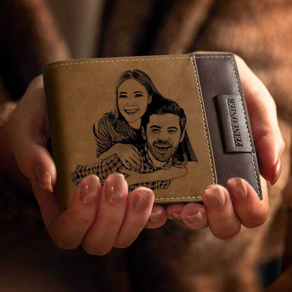 Gift for Him Men's Wallet Photo Wallet Gift for Him Custom Photo Engraved Wallet Personalized Photo Wallet Love Gifts