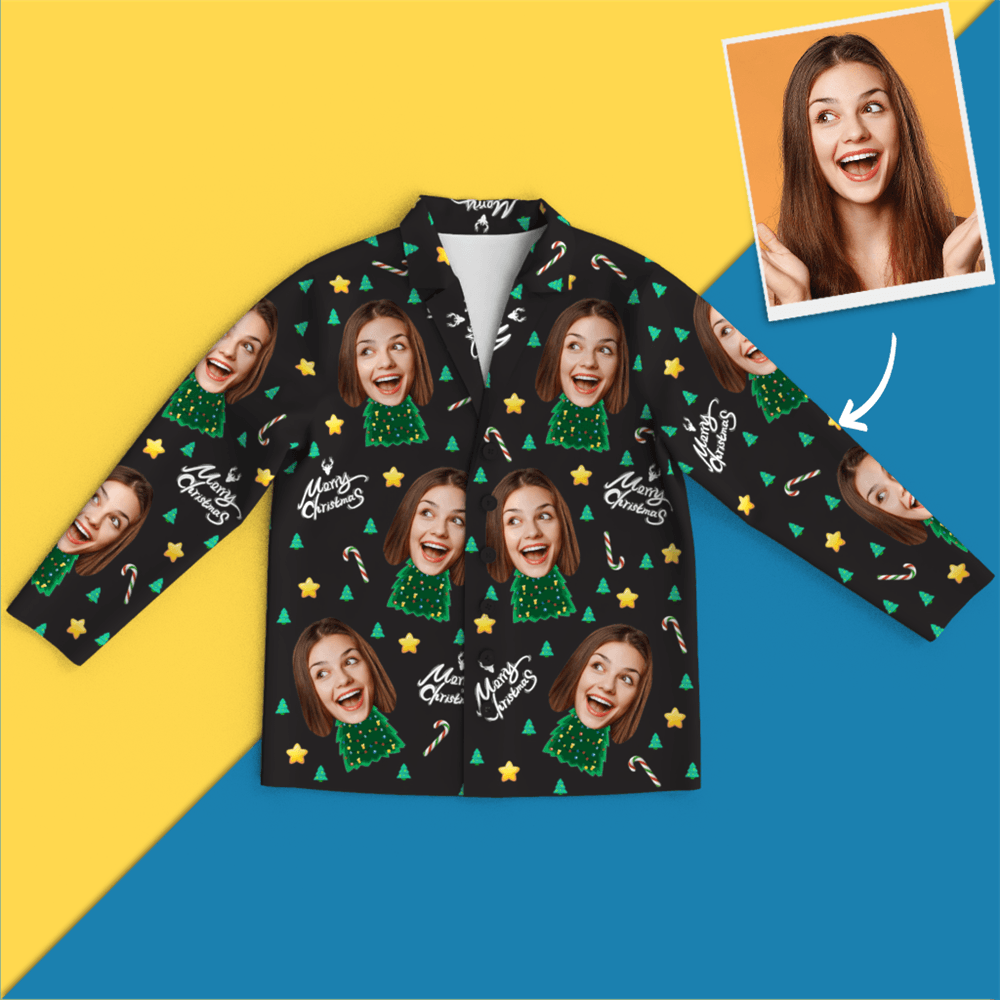 Christmas Gifts Custom Face On Pajamas Christmas Tree Pajamas - mysiliconefoodbag