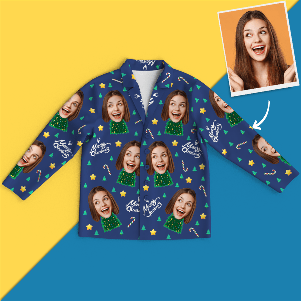 Christmas Gifts Custom Face On Pajamas Christmas Tree Pajamas - mysiliconefoodbag