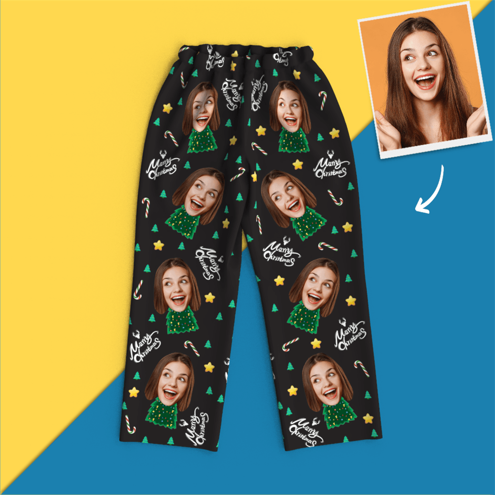 Christmas Gifts Custom Face On Pajamas Christmas Tree Pajamas - mysiliconefoodbag
