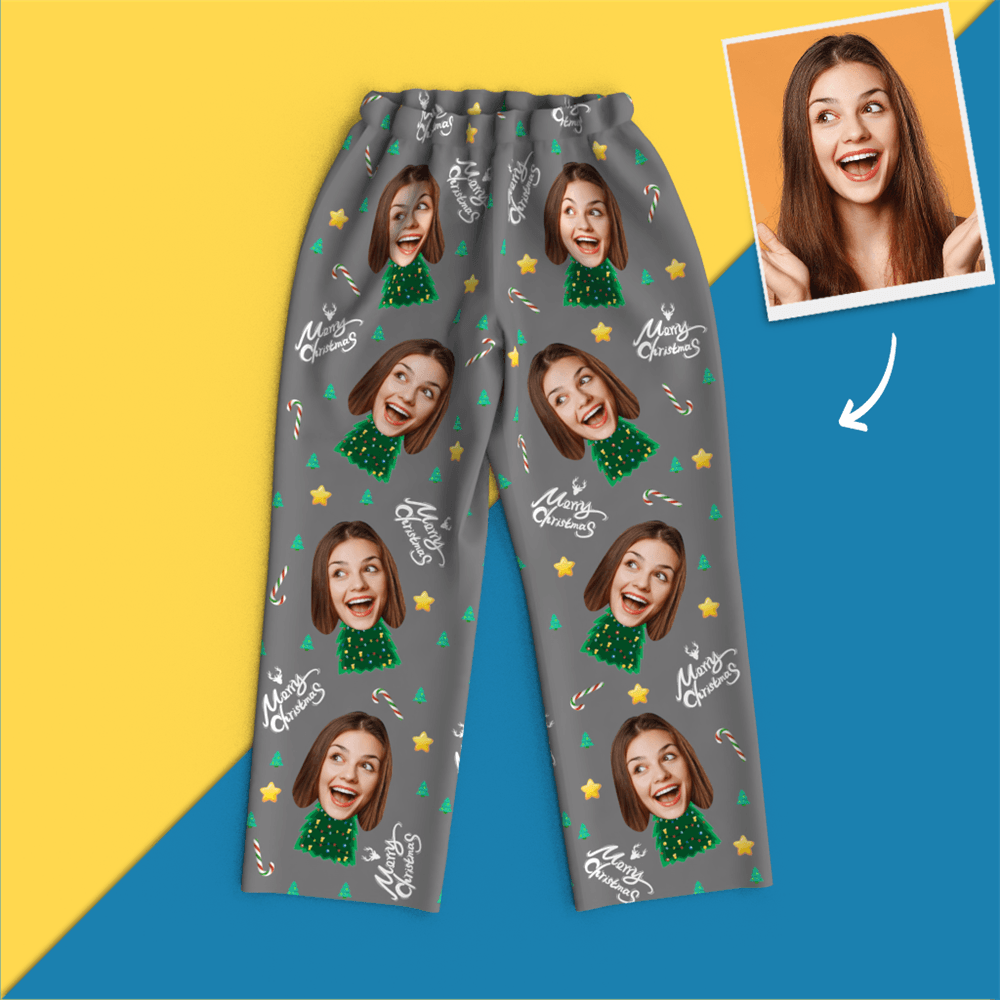 Christmas Gifts Custom Face On Pajamas Christmas Tree Pajamas - mysiliconefoodbag