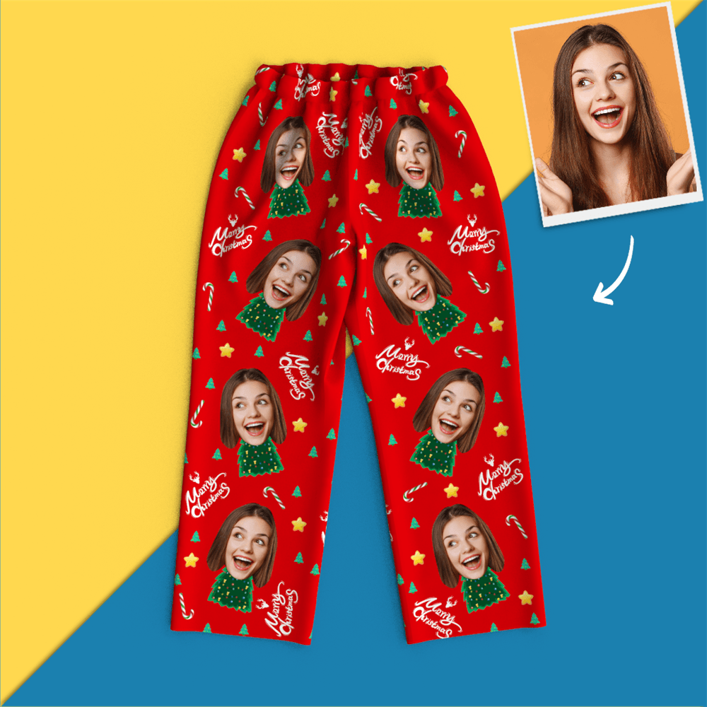 Christmas Gifts Custom Face On Pajamas Christmas Tree Pajamas - mysiliconefoodbag