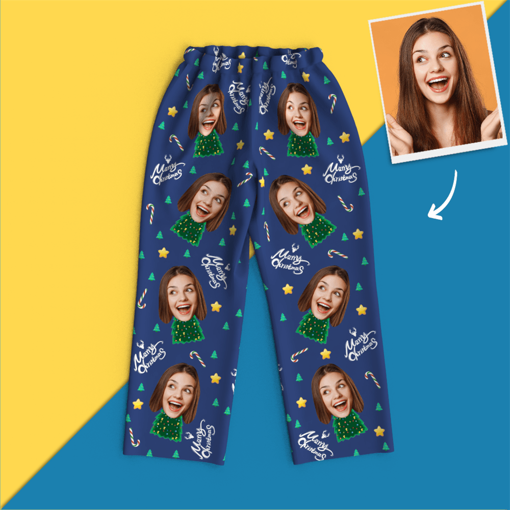 Christmas Gifts Custom Face On Pajamas Christmas Tree Pajamas - mysiliconefoodbag