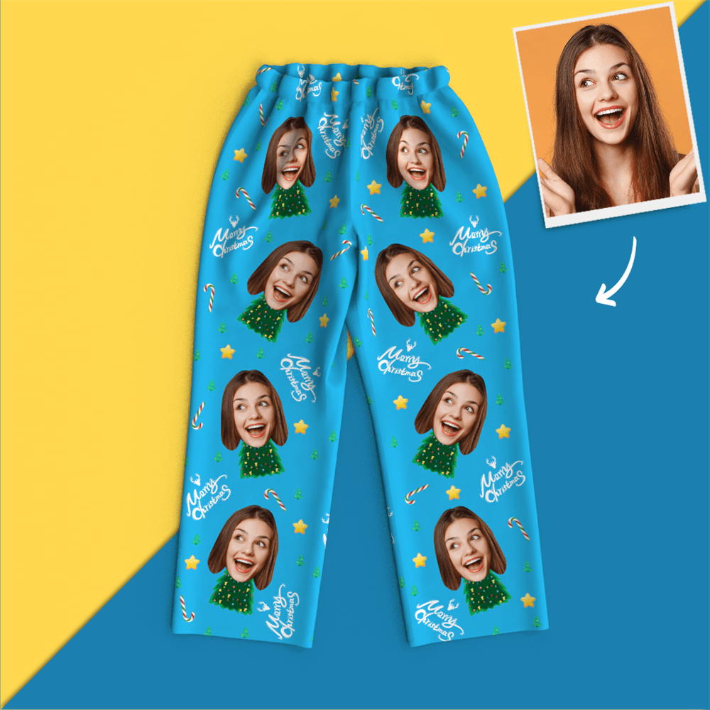 Christmas Gifts Custom Face On Pajamas Christmas Tree Pajamas - mysiliconefoodbag