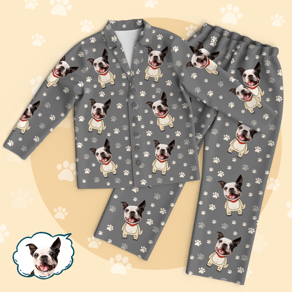 Custom Dog Face Photo Pajama Tops/Pants - mysiliconefoodbag