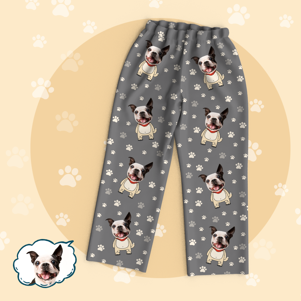 Custom Dog Face Photo Pajama Tops/Pants - mysiliconefoodbag