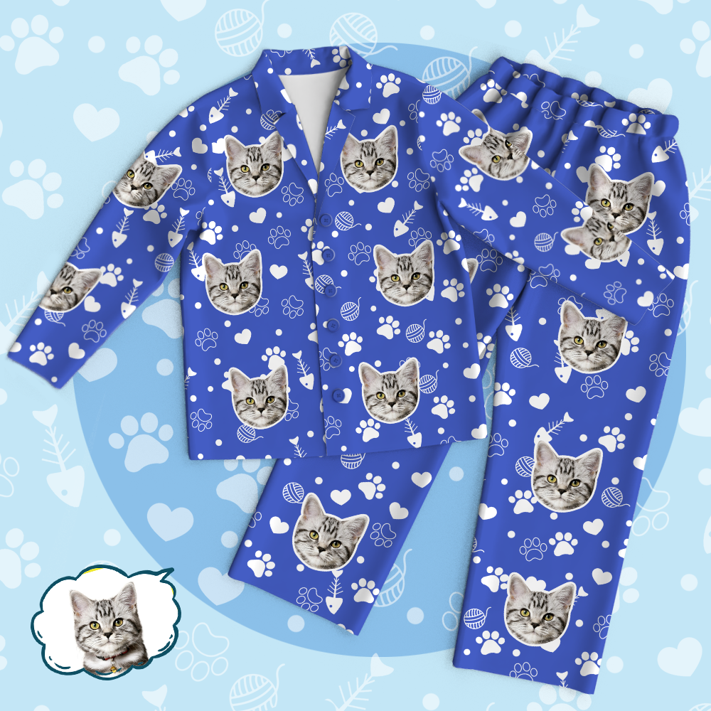 Personalized Pet Photo Pajama Tops/Pants - Lovely Cat Face - mysiliconefoodbag
