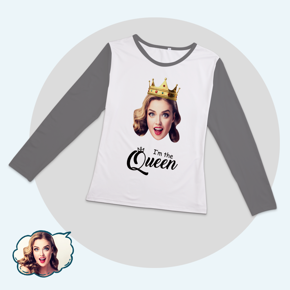 Custom Face Pajamas Set King And Queen Matching Pajamas-I'm The Queen - mysiliconefoodbag