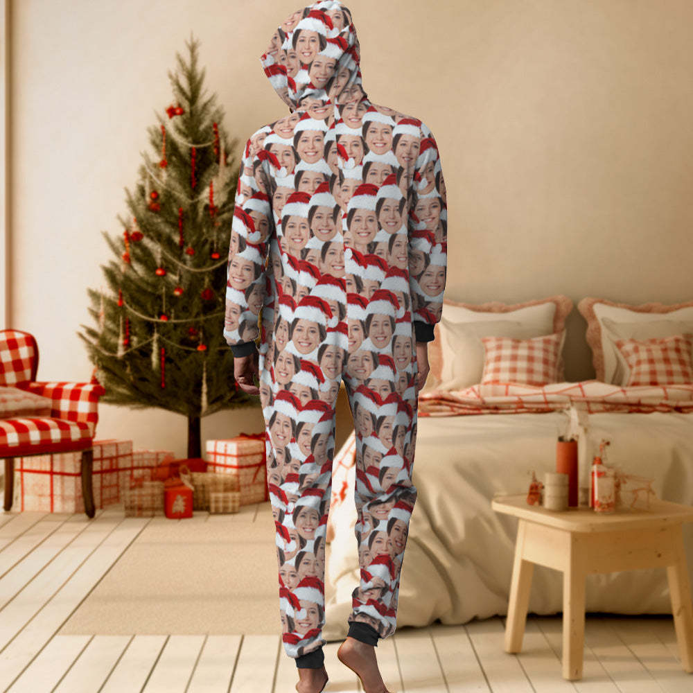 Custom Face Mash Onesies Christmas Pajamas One-Piece Sleepwear Christmas Gift - mysiliconefoodbag