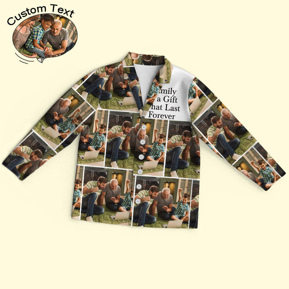 Custom Photos&Text Couple Matching Pajamas Personalized Photo Loungewear Set Sleepwear For Men Women - mysiliconefoodbag