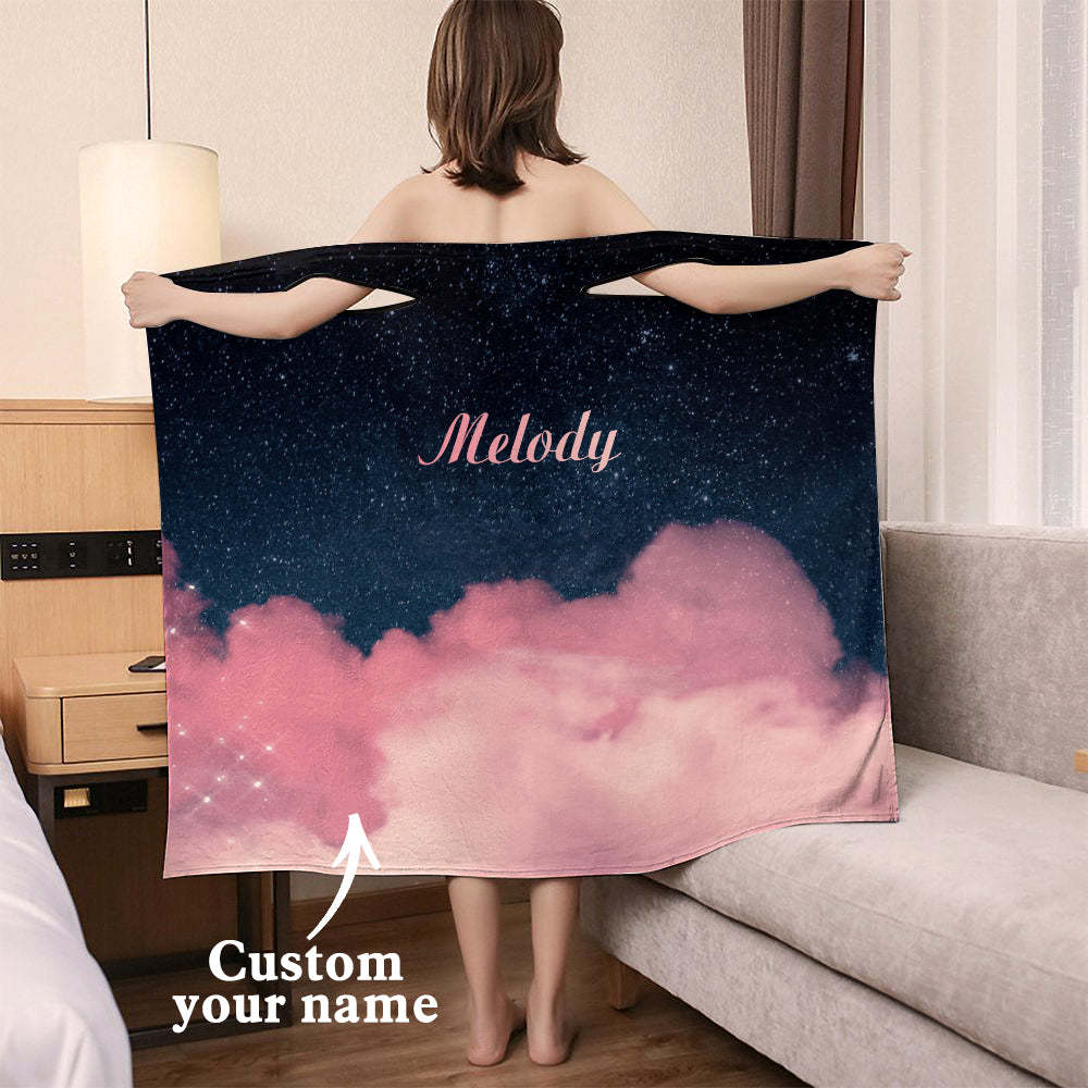Custom Wrap Towel Dress Pink Clouds Bathrobe Bath Towel Wrap - MyFaceTshirt