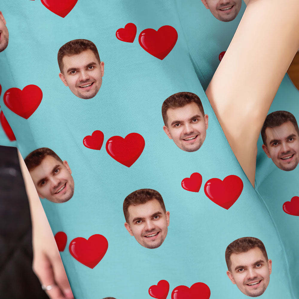 Custom Photo Face Nightdress Personalized Women's Oversized Nightshirt Heart Design Gifts - mysiliconefoodbag