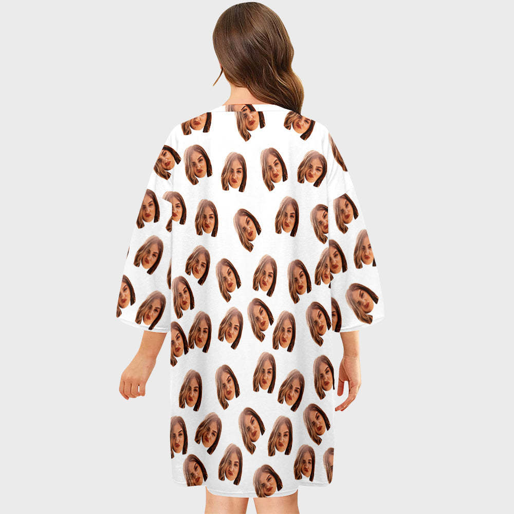 Custom Photo Face Nightdress Personalized Women's Oversized Colorful Nightshirt Gifts For Women - mysiliconefoodbag