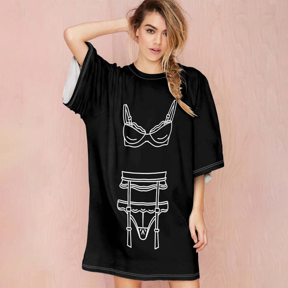 Funny Custom Photo Face Nightdress Personalised Women's Oversized Colorful Nightshirt Gifts For Her - mysiliconefoodbag