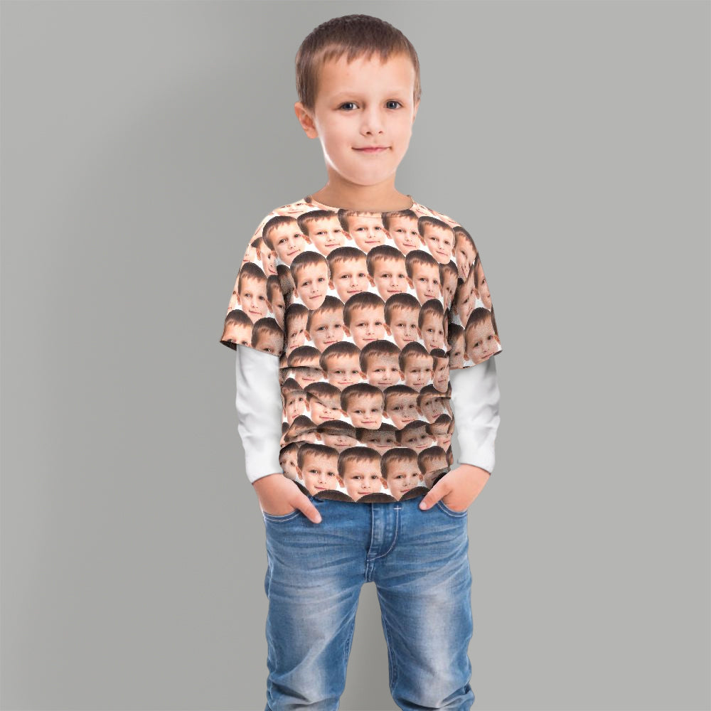 Custom T-shirt My Face All Over Print Tee Mash Face Kid's T-shirt for Gift