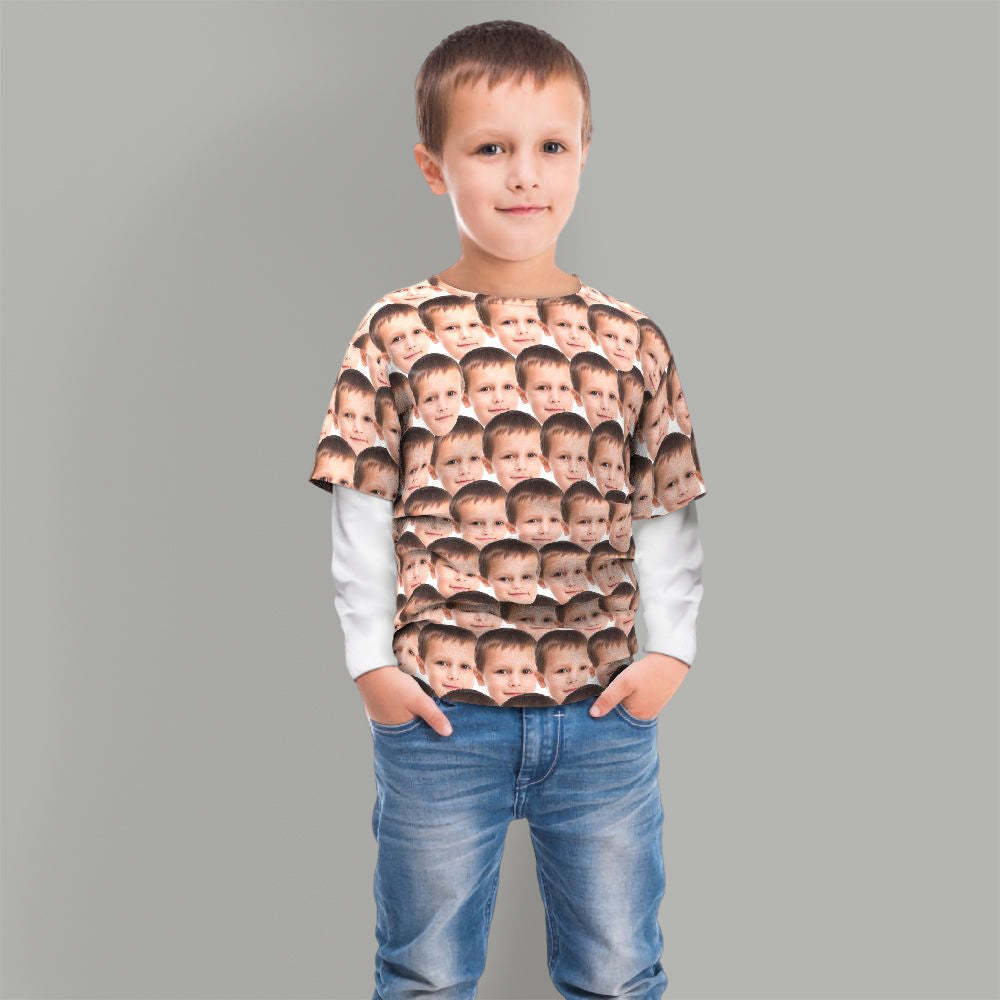 Custom T-shirt My Face All Over Print Tee Mash Face Kid's T-shirt for Gift