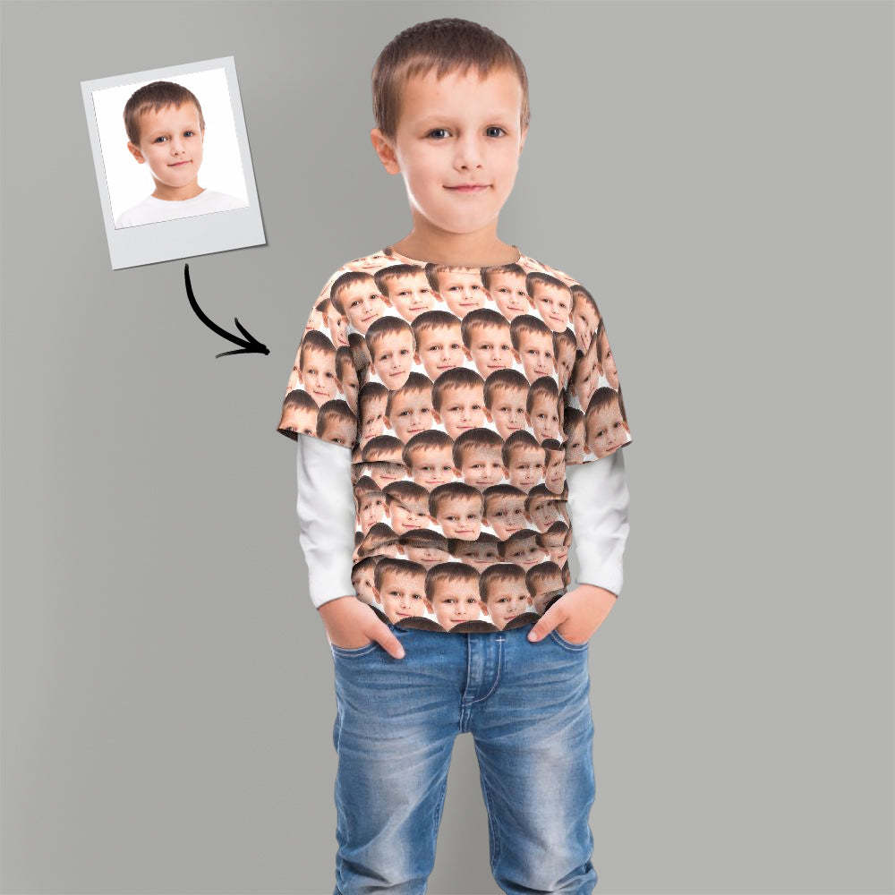Custom T-shirt My Face All Over Print Tee Mash Face Kid's T-shirt for Gift