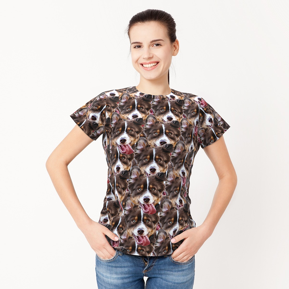 Custom Face All Over Print T-shirt Mash Dog Face