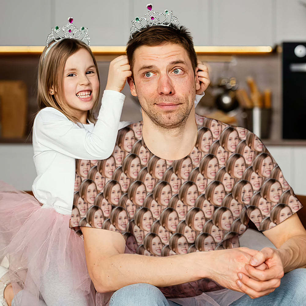 Father's Day Gift Custom My Face All Over Print Tee Mash Face Men's T-shirt