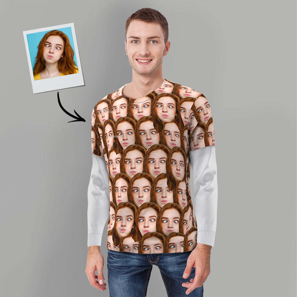 Custom T-shirt Personalized Shirt My Face All Over Print Tee Mash Face Men's T-shirt