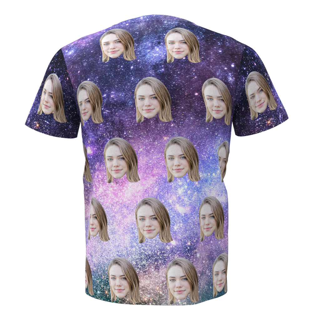 Custom All Over Print Unisex T-shirt Personalized Face In Galaxy Shirt