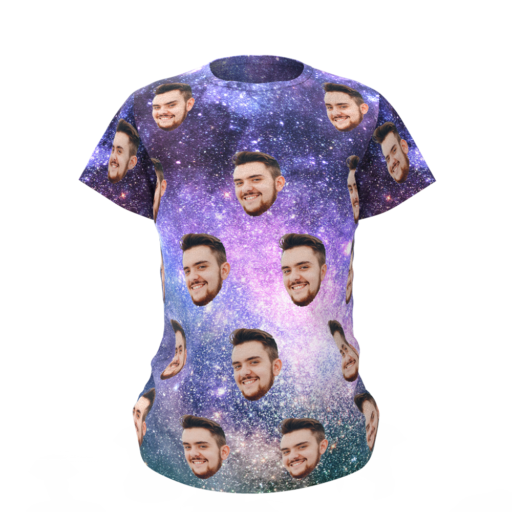 Custom All Over Print Unisex T-shirt Personalized Face In Galaxy Shirt