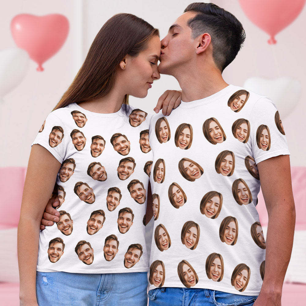 Valentine's Day Custom My Face All Over Print Tee Personalized Face Shirt Men's T-shirt