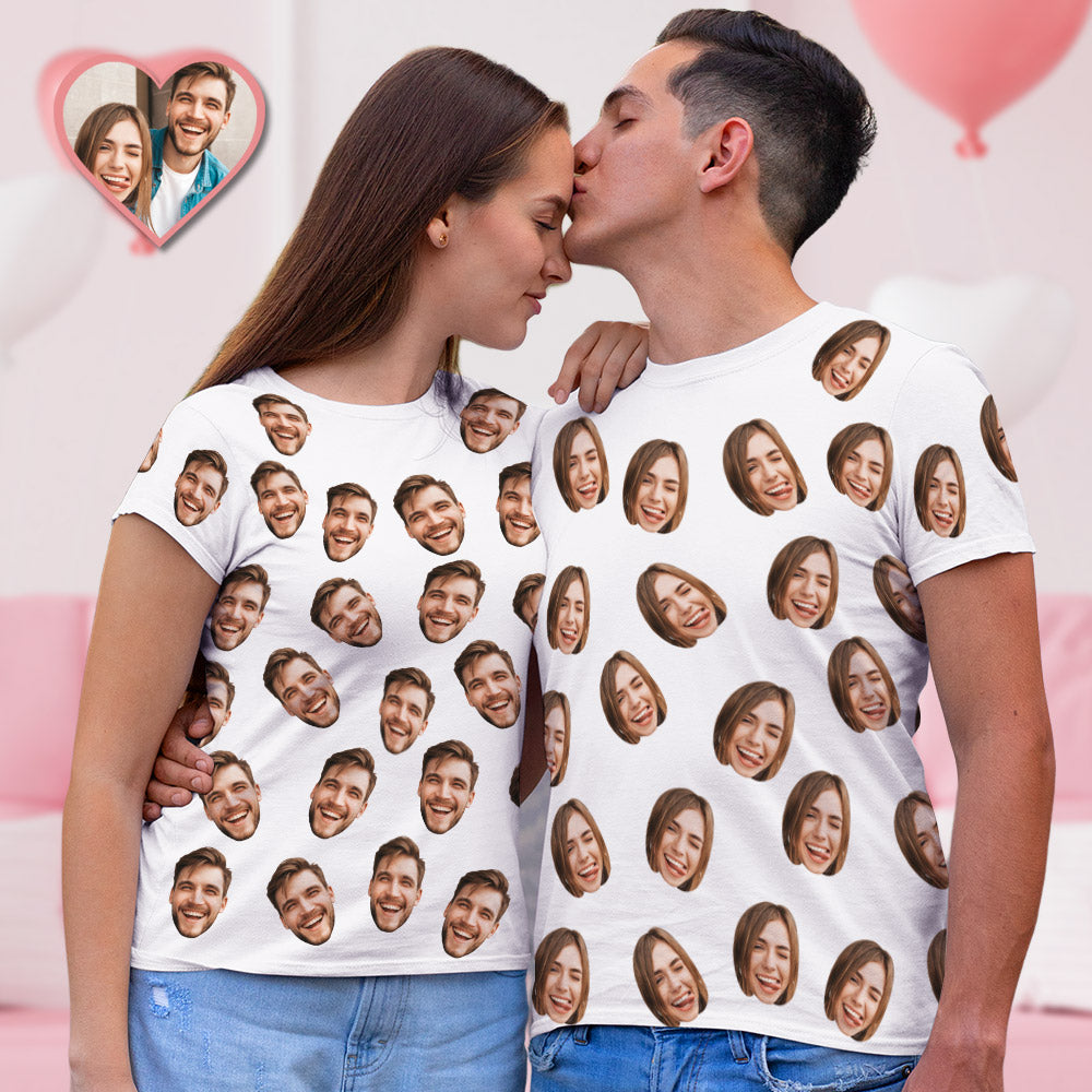 Valentine's Day Custom My Face All Over Print Tee Personalized Face Shirt Men's T-shirt