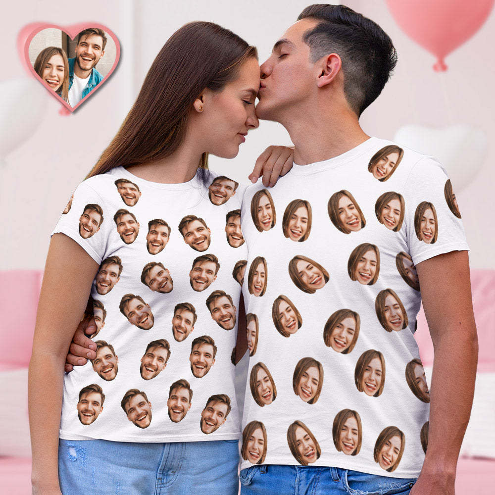 Valentine's Day Custom My Face All Over Print Tee Personalized Face Shirt Men's T-shirt