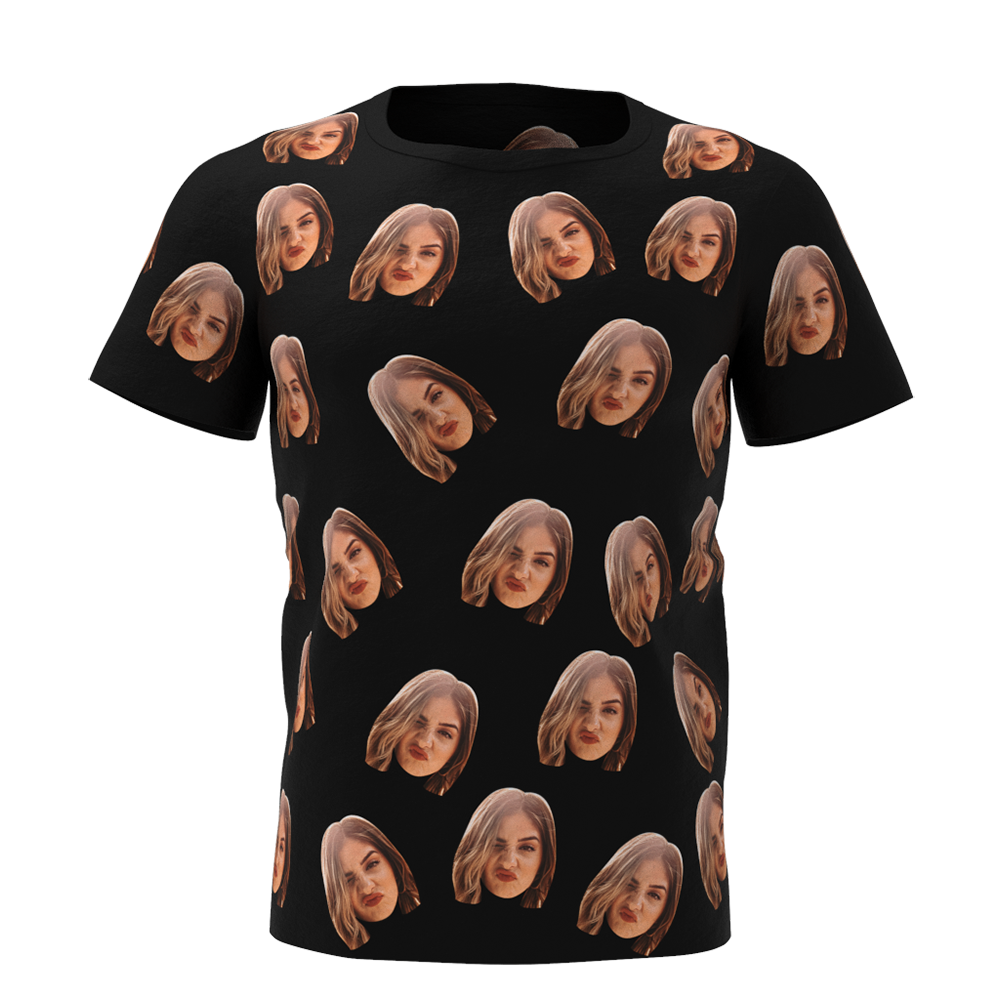 Valentine's Day Custom My Face All Over Print Tee Personalized Face Shirt Men's T-shirt