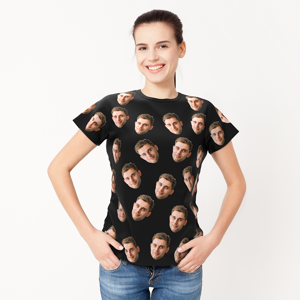 Valentine's Day Custom My Face All Over Print Tee Personalized Face Shirt Men's T-shirt
