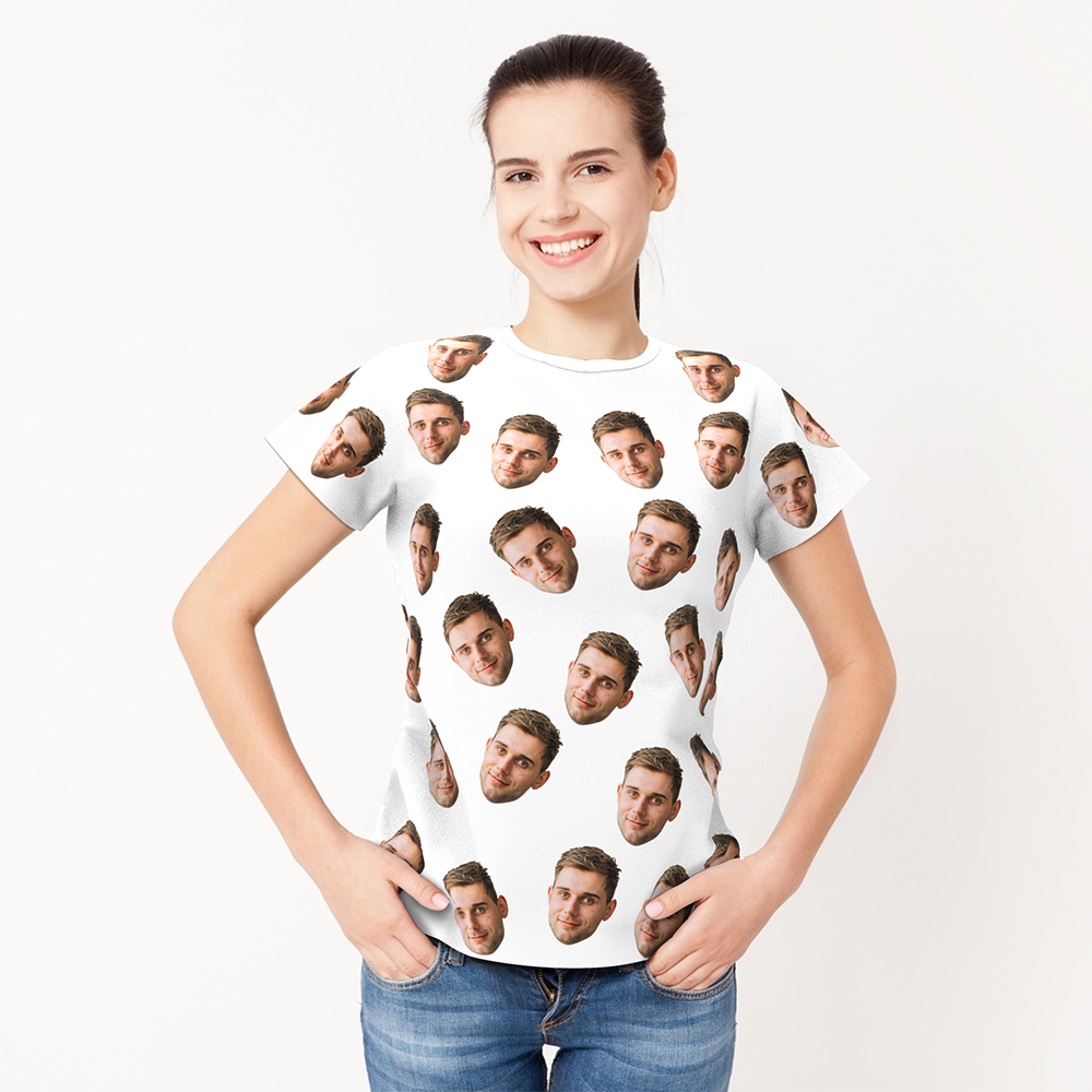 Valentine's Day Custom My Face All Over Print Tee Personalized Face Shirt Men's T-shirt