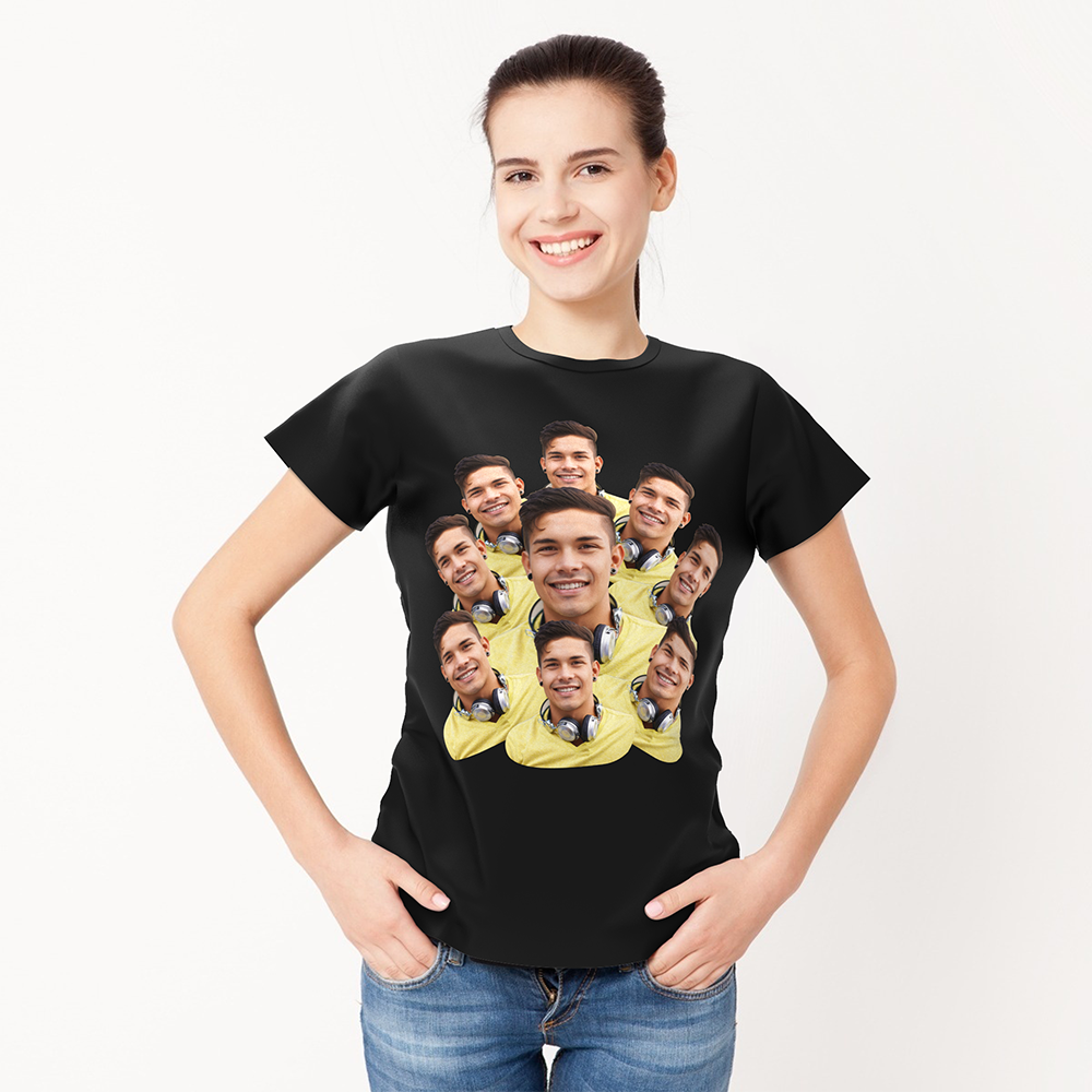 Custom My Face T-shirt Funny Woman Tee