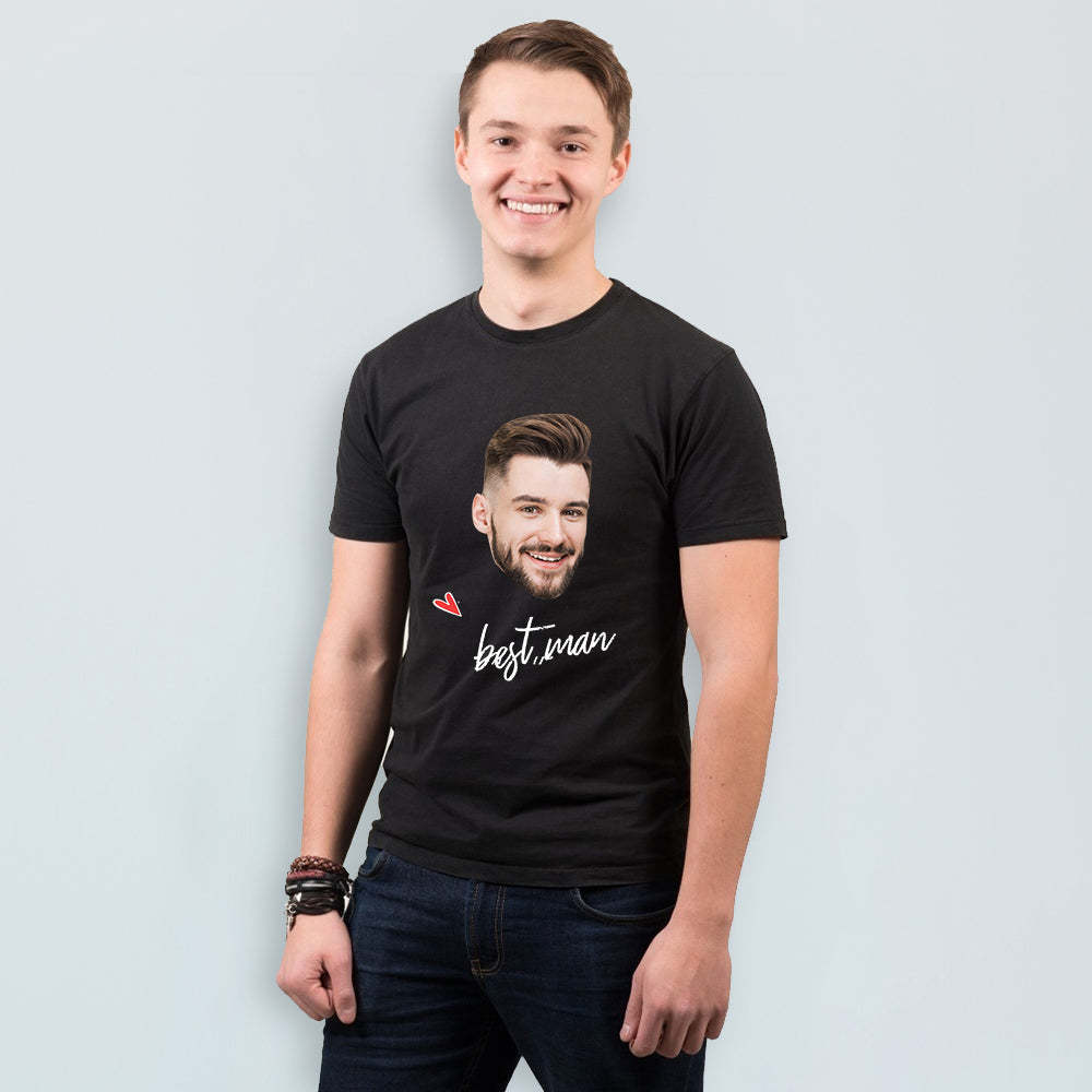 Custom Photo Name Man T-shirt For Wedding Bridegroom