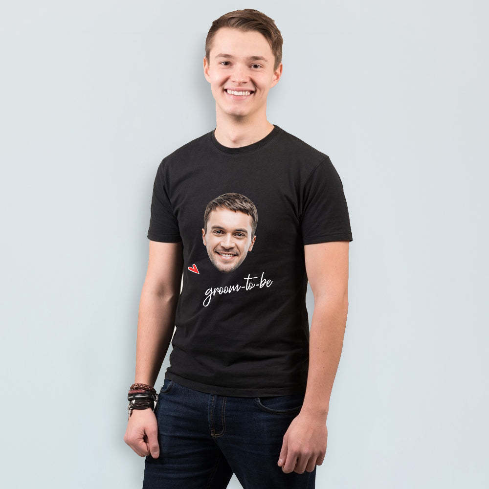Custom Photo Name Man T-shirt For Wedding Bridegroom