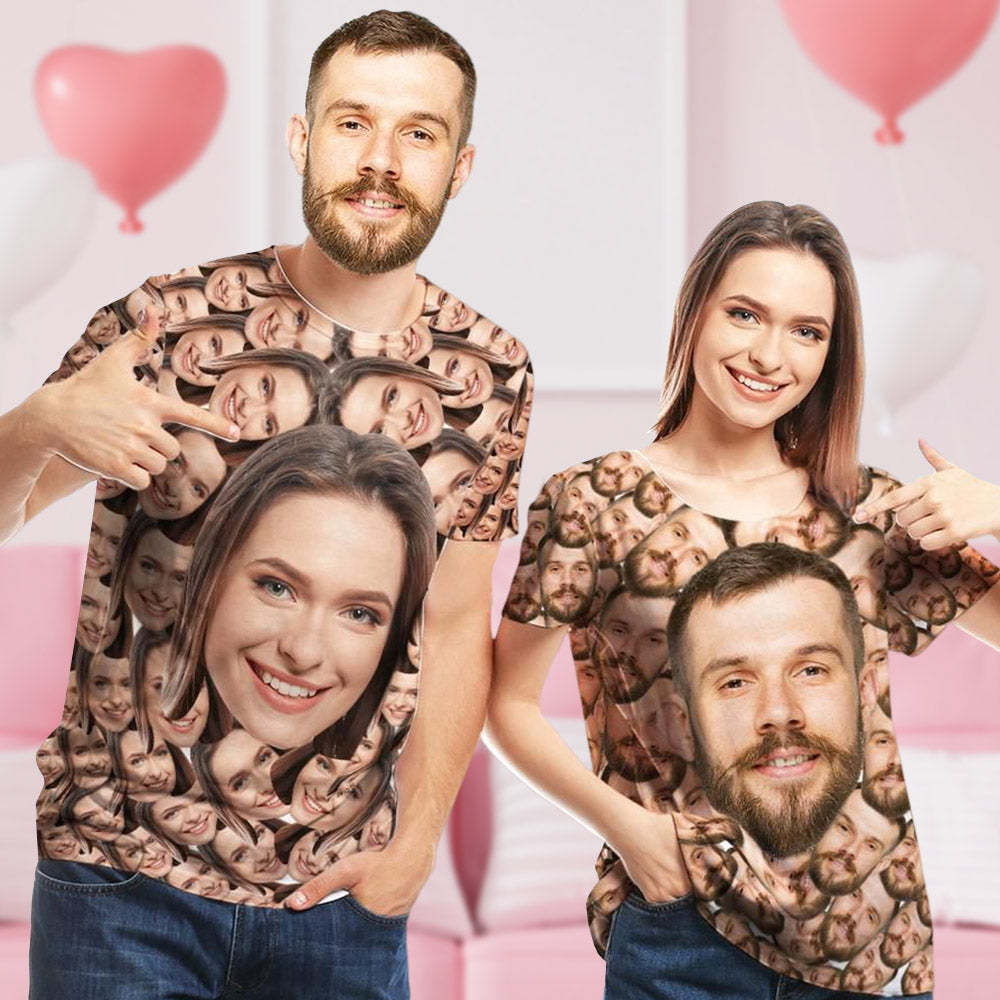 Valentine's Day Custom My Face T-shirt Funny Face All Over Print T shirt for Couple
